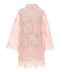 Color:Light Pink - Image 2 - Social Little Girls 2T-6X Family Matching Three Quarter Sleeve Eyelet Caftan Dress