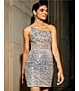 GB Social One Shoulder Glitz Sequin Mini Dress, Color:Silver Nude - Image 6