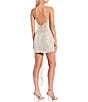 Color:Champagne - Image 2 - Social Ruched Sequin Asymmetrical Hem Tie Back Mini Dress