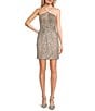 GB Social Sequin Beaded Halter Mini Dress, Color:Silver - Image 1