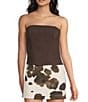 GB Solid Denim Tube Top, Color:Brown - Image 1