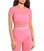 Color:Poolside Pink - Image 1 - Solid Mesh Crop Top Coordinating Swimsuit Cover Up