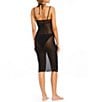 Color:Black - Image 2 - Solid Mesh Midi Dress Swimsuit Cover Up
