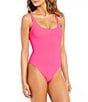 Color:Poolside Pink - Image 1 - Solid Scrunchie Textured Classic Tank One Piece Swimsuit