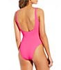 Color:Poolside Pink - Image 2 - Solid Scrunchie Textured Classic Tank One Piece Swimsuit