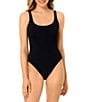 GB Solid Scrunchie Textured Classic Tank One Piece Swimsuit - Image 1
