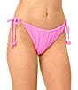 GB Solid Scrunchie Textured Crochet Bauble Classic Triangle Halter Swim Top & Crochet Bauble Tunneled Tie Side Swim Bottom - Image 2