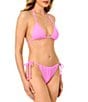 GB Solid Scrunchie Textured Crochet Bauble Classic Triangle Halter Swim Top & Crochet Bauble Tunneled Tie Side Swim Bottom - Image 1