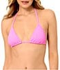 GB Solid Scrunchie Textured Crochet Bauble Classic Triangle Halter Swim Top - Image 1