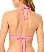 GB Solid Scrunchie Textured Crochet Bauble Classic Triangle Halter Swim Top - Image 2