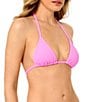 GB Solid Scrunchie Textured Crochet Bauble Classic Triangle Halter Swim Top - Image 3