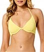 GB Solid Scrunchie Textured Halter Underwire Swim Top & High Leg Scoop Hipster Swim Bottom - Image 4