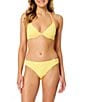 GB Solid Scrunchie Textured Halter Underwire Swim Top & High Leg Scoop Hipster Swim Bottom - Image 1