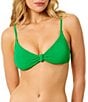 GB Solid Scrunchie Textured Knot Bralette Swim Top - Image 1