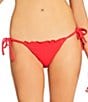 GB Solid Scrunchie Textured Lettuce Edge Tie Side Hipster Swim Bottom - Image 4