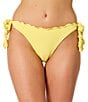GB Solid Scrunchie Textured Lettuce Edge Tie Side Swim Bottom - Image 1