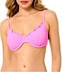 GB Solid Scrunchie Textured Lettuce Edge Underwire Bralette Swim Top - Image 1