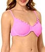 GB Solid Scrunchie Textured Lettuce Edge Underwire Bralette Swim Top - Image 3