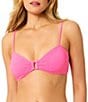 GB Solid Scrunchie Textured Rectangle Ring Bandeau Swim Top - Image 1