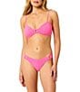 GB Solid Scrunchie Textured Rectangle Ring Bandeau Swim Top - Image 3