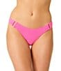 GB Solid Scrunchie Textured Rectangle Ring High Leg Hipster Swim Bottom - Image 1