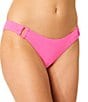 GB Solid Scrunchie Textured Rectangle Ring High Leg Hipster Swim Bottom - Image 3