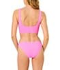 GB Solid Scrunchie Textured Scoop Neck Cropped Swim Top & Solid Textured Scrunchie Classic Hipster Swim Bottom - Image 2