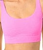 GB Solid Scrunchie Textured Scoop Neck Cropped Swim Top - Image 4