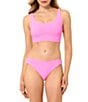 GB Solid Scrunchie Textured Scoop Neck Cropped Swim Top - Image 5