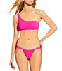 GB Solid Scrunchie Textured Tanga High Leg Hipster Swim Bottom - Image 6