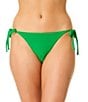 GB Solid Scrunchie Textured Tie Side Hipster Swim Bottom - Image 1