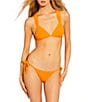 GB Solid Scrunchie Textured Tie Side Hipster Swim Bottom, Color:Acid Orange - Image 3