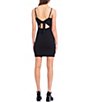 Color:Black - Image 2 - Spaghetti Strap Scoop Neck Tie Back Mini Sheath Dress
