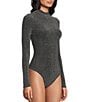GB Sparkle Mock Neck Bodysuit, Color:Silver - Image 3