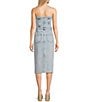 GB Strapless Denim Slit Midi Dress, Color:Light Blue - Image 2