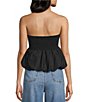 GB Strapless Pullover Bubble Hem Peplum Top, Color:Black - Image 2