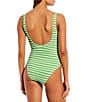 Color:Electric Green - Image 2 - Stripe Scrunchie Textured Classic Tank One Piece Swimsuit