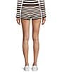 GB Striped Coordinating Micro Shorts, Color:Brown Ivory - Image 2