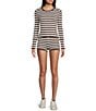 GB Striped Coordinating Micro Shorts, Color:Brown Ivory - Image 3