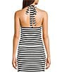 GB Striped Faux Button Front Coordinating Halter Top - Image 2