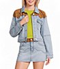 GB Suede Trim Coordinating Denim Jacket - Image 1