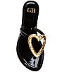 Color:Black - Image 5 - Summer-Luv Patent Heart Ornament Thongs