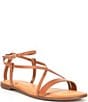 Color:Acacia Tan - Image 1 - Sun-Rise Leather Strappy Flat Sandals