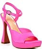 Color:Inferno Pink - Image 1 - Super-Model Satin Square Toe Platform Dress Sandals