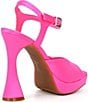 Color:Inferno Pink - Image 2 - Super-Model Satin Square Toe Platform Dress Sandals