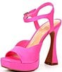Color:Inferno Pink - Image 4 - Super-Model Satin Square Toe Platform Dress Sandals