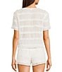 GB Swiss Dot Button Front Ruffled Top, Color:Ivory - Image 2