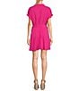 Color:Fuchsia - Image 2 - Tab Sleeve Wrap Dress