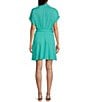 Color:Aqua - Image 2 - Tab Sleeve Wrap Dress