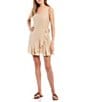 Color:Sand - Image 1 - Textured Sleeveless Wrap Dress
